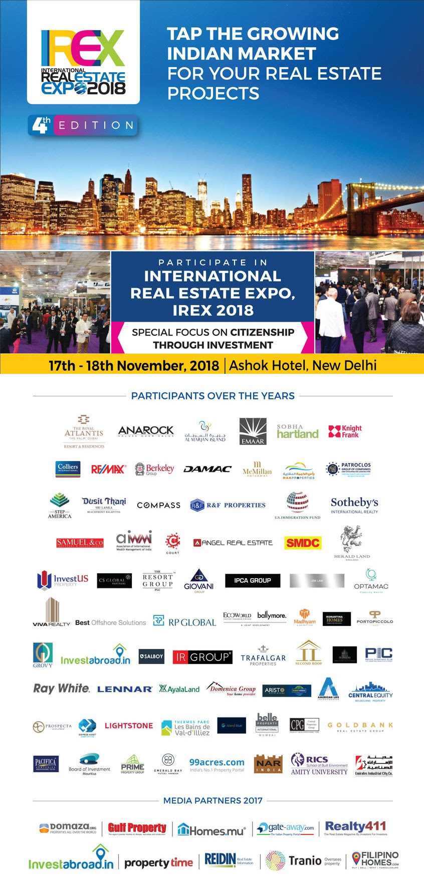 Participate in International Real Estate Expo, IREX 2018, New Delhi Update